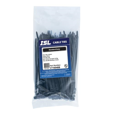 ISL 160 x 4.8mm UV Nylon Cable Tie - Blk. - 100pk