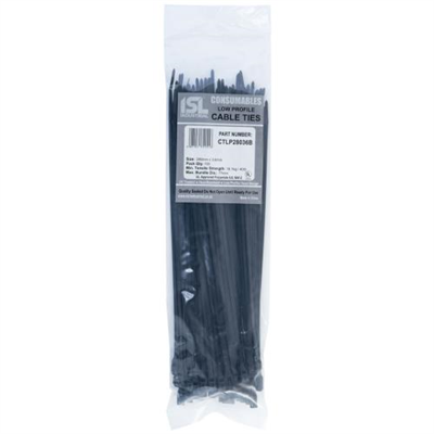 ISL 280x3.6mm Low Profile Cable Tie - UV Blk - 100pk