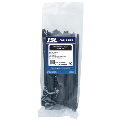 ISL 205x4.6mm Low Profile Cable Tie - UV Blk - 100pk