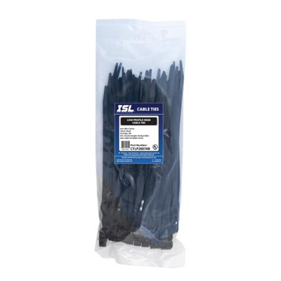 ISL 280x7.6mm Low Profile Cable Tie - UV Blk - 100pk