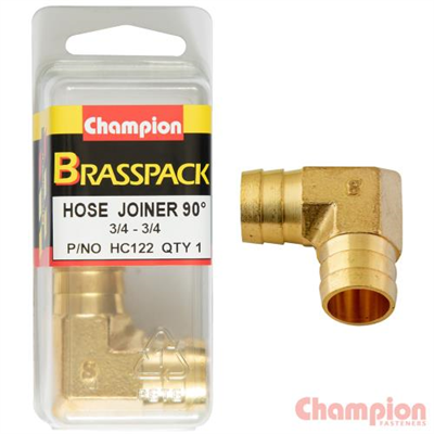 Champion Hose Joiner 90 deg Barb Elbow Brass 3/4-3/4