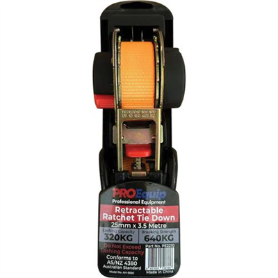 ProEquip Auto Ratchet Tie Down Strap 25mm x 3.5M LC320kg