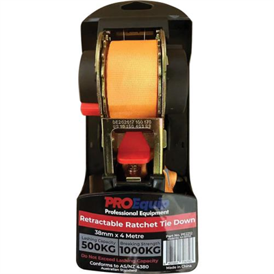 ProEquip Auto Ratchet Tie Down Strap 38mm x 4M LC500kg