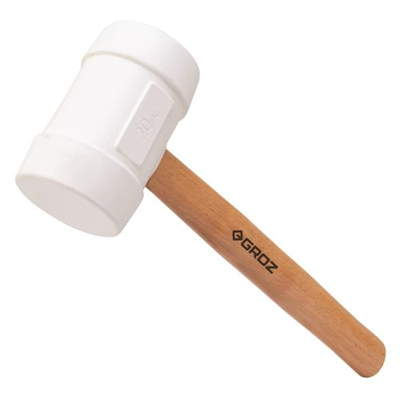 Groz Rubber Mallet 20oz-White Head- Hickory Wood Handle 14in