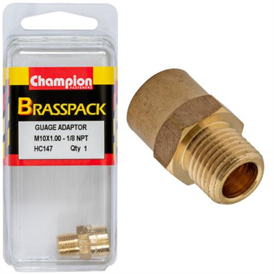Champion Gauge Adaptor Brass M10x1 Male-1/8 NPT Female-1pk