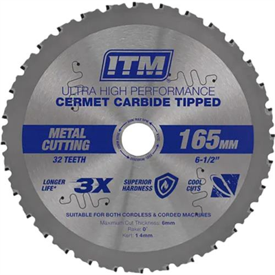 ITM 165mm Metal Cutting Blade Cermet Carbide Tipped 32T